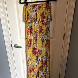 Strapless Floral Full-Length Dress